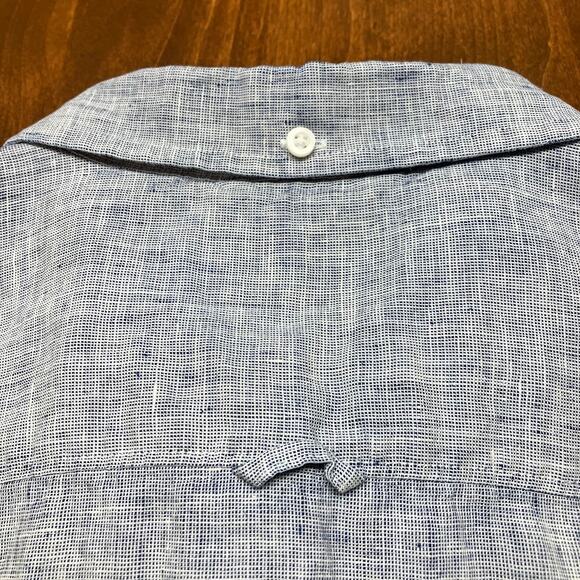 1901 Short Sleeve Blue White 100% Linen Button Down Shirt Men's Size XXL 2XL - Picture 10 of 10